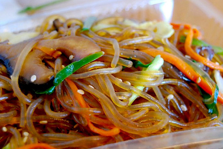 Korean starch noodles Japchae style