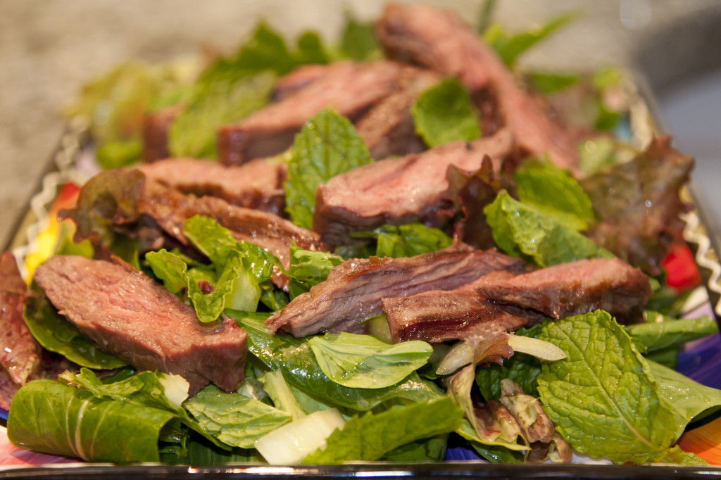 steak salad mint bok choy